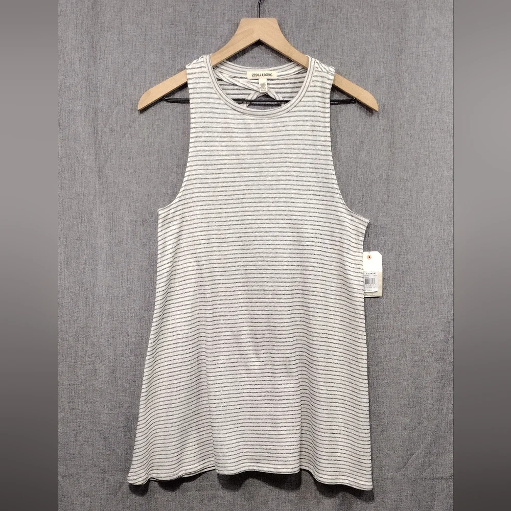 NWT Billabong By and By Cream Striped Swing Dress Women's XS Casual Retro Beach - Picture 3 of 11